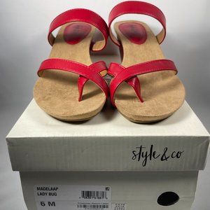 Style & Co. Women's Wedge Heel Sandals Red Size 6